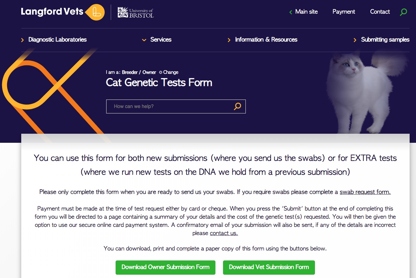 Cat Genetics Online Form